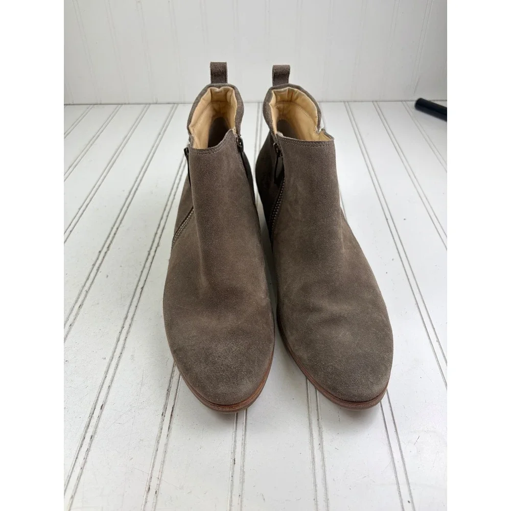Paul Green Brown Suede Ankle Booties Side Zip Low Heel Women's Size 7